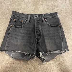 levis shorts 501 high-waisted black grey